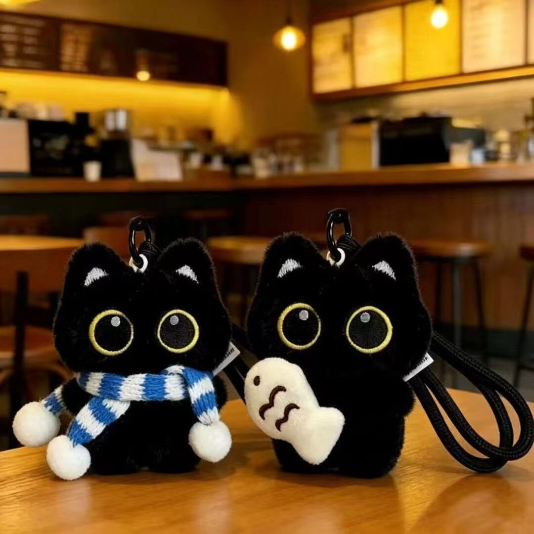 可爱呆萌猫咪毛绒挂件钥匙扣包挂图片