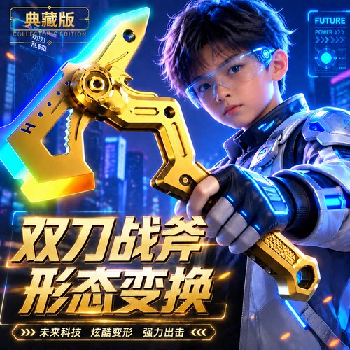 黄金激光喷雾发光刀剑变形玩具
