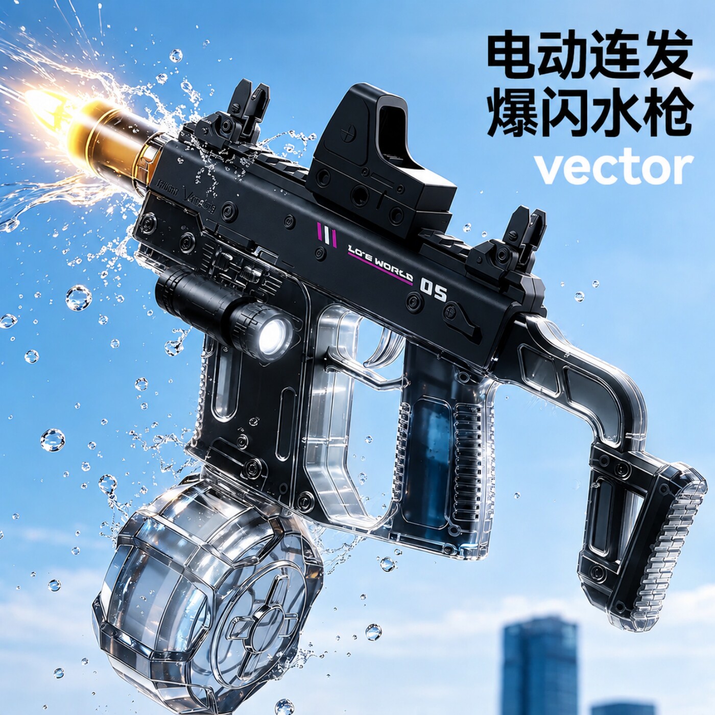 儿童维克托水枪玩具男孩子泼水节火光电动喷水连发高压强力射程远图片