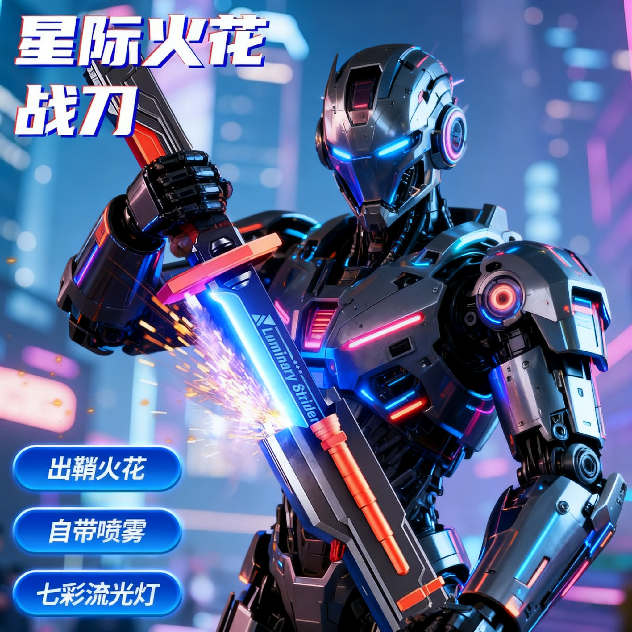 2025新款星际火花光剑发光激光宝剑儿童玩具男孩男童生日礼物光刀