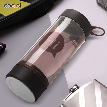 cococi双层防烫玻璃杯便携创意女水杯可爱清新防烫防摔泡茶水杯子