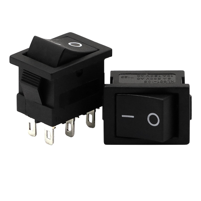 船型开关KCD1翘板开关黑色6脚2档