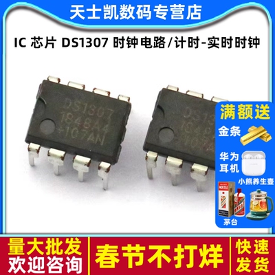 IC 芯片 DS1307 时钟电路/计时-实时时钟 DIP-8 (2个)