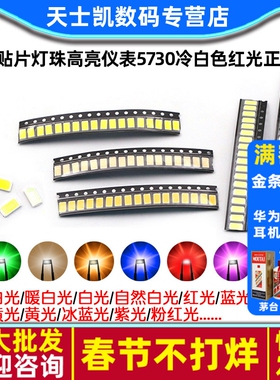 LED贴片灯珠高亮仪表5730冷白色红光正白光暖蓝翠绿黄色0.2W 0.5W