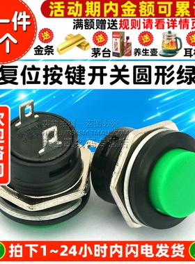 R13-507 16MM自复位按键开关圆形绿色不自锁按钮开关（2个）