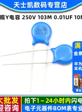 安规Y电容 250V 103M 0.01UF 10nF 电容器(10个)