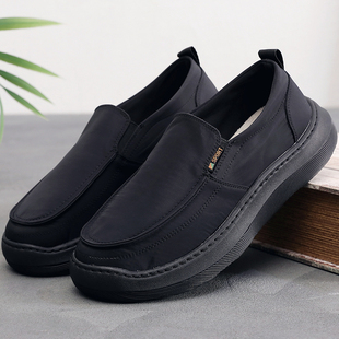一脚蹬透气软底开车宽肥脚掌简约百搭单鞋 男休闲鞋 子 布鞋 2026新款