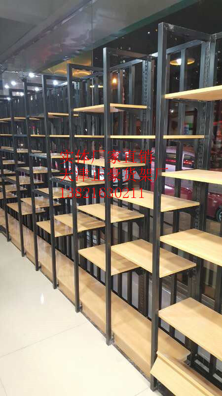 红酒货架钢木结合货架超市货架进口商品货架连锁超市货架单双面