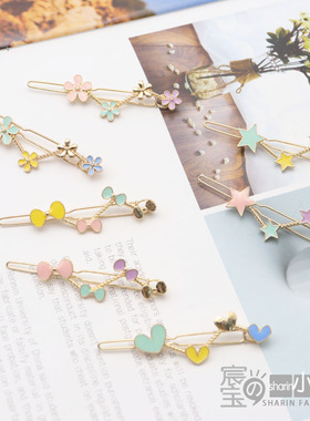 少女恋爱多边形发卡甜美发夹子小古典青蛙夹小清新唯美风花朵边夹
