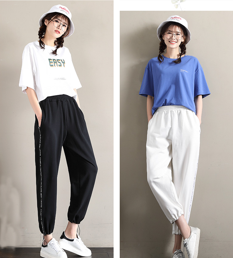 Leisure wide leg sports pants women's summer thin new loose radish knickers summer fashion