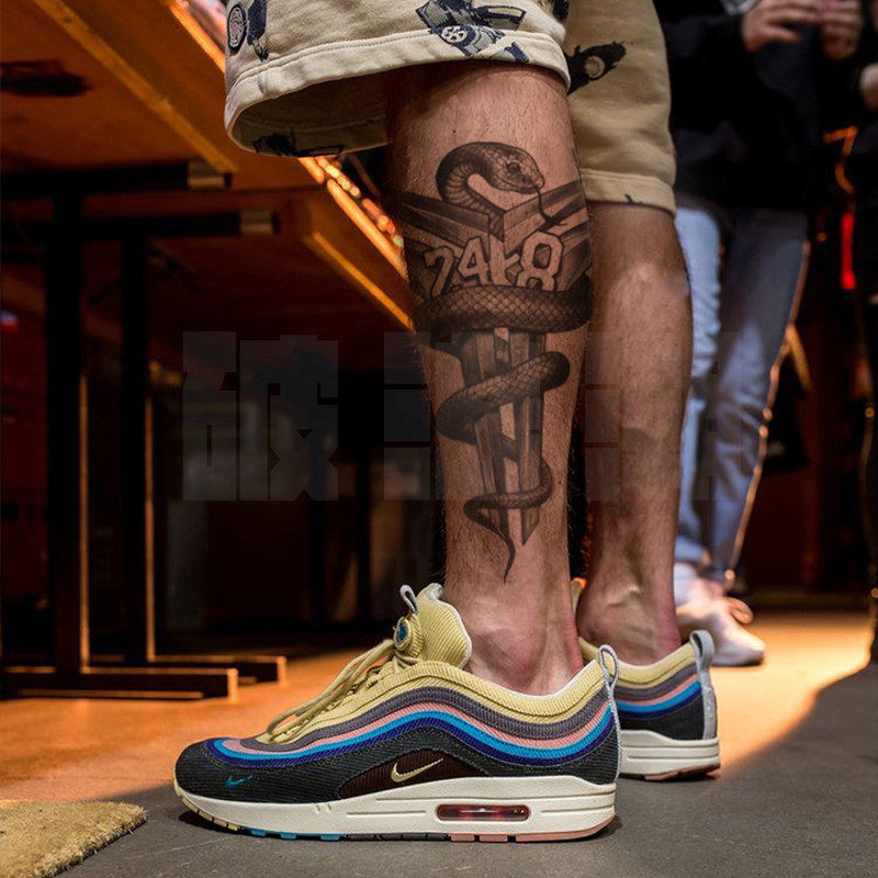 破浪潮原创纹身贴怀念科比曼巴精神永存花臂花腿超大图蛇逼真防水