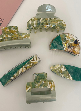 复古港风暗绿色鲨鱼夹法式时尚简约百搭抓夹90年代妈妈发夹发卡潮