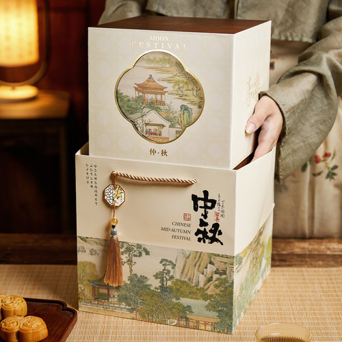 新款8粒双层中秋国风月饼盒