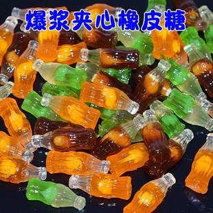 5d爆浆橡皮糖夹心可乐瓶芬达易拉罐软糖果汁软糖抖音同款罐装零食