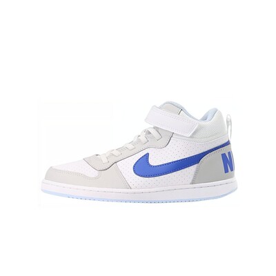 【六饼体育NikeCourtBorough舒适减震耐磨中帮儿童板鞋白蓝
