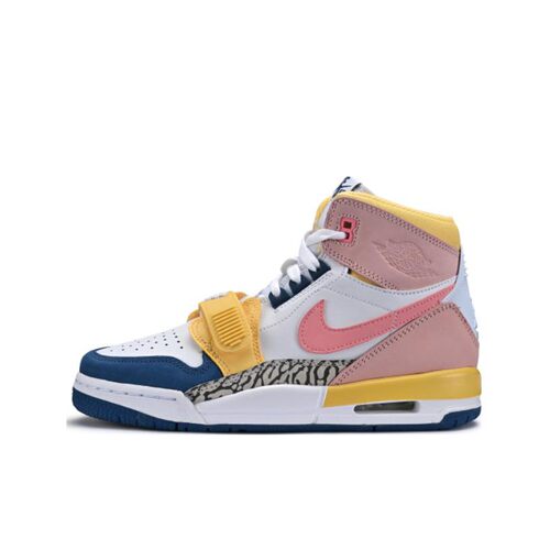 Jordan Legacy 312 舒适 防滑耐磨 高帮 儿童篮球鞋 粉白色