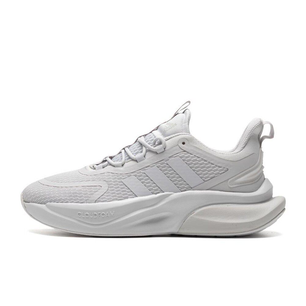 adidas Alphabounce 舒适耐磨透气 中帮 休闲跑步鞋 男款 白色