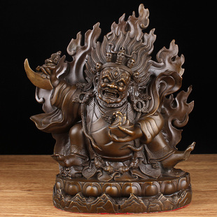 铜二臂玛哈噶拉护法神像摆件藏传密宗大黑天财神佛像客厅工艺品
