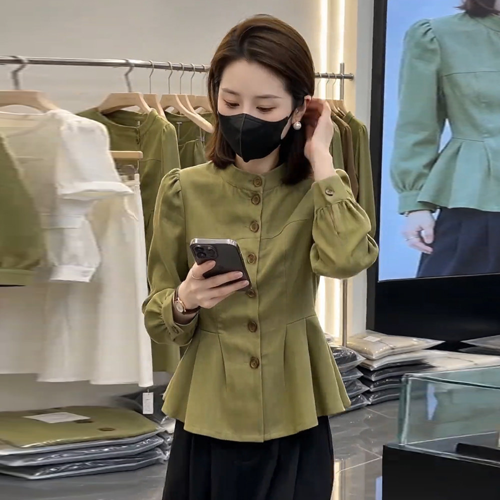 2026秋新款立领显瘦长袖衬衫女