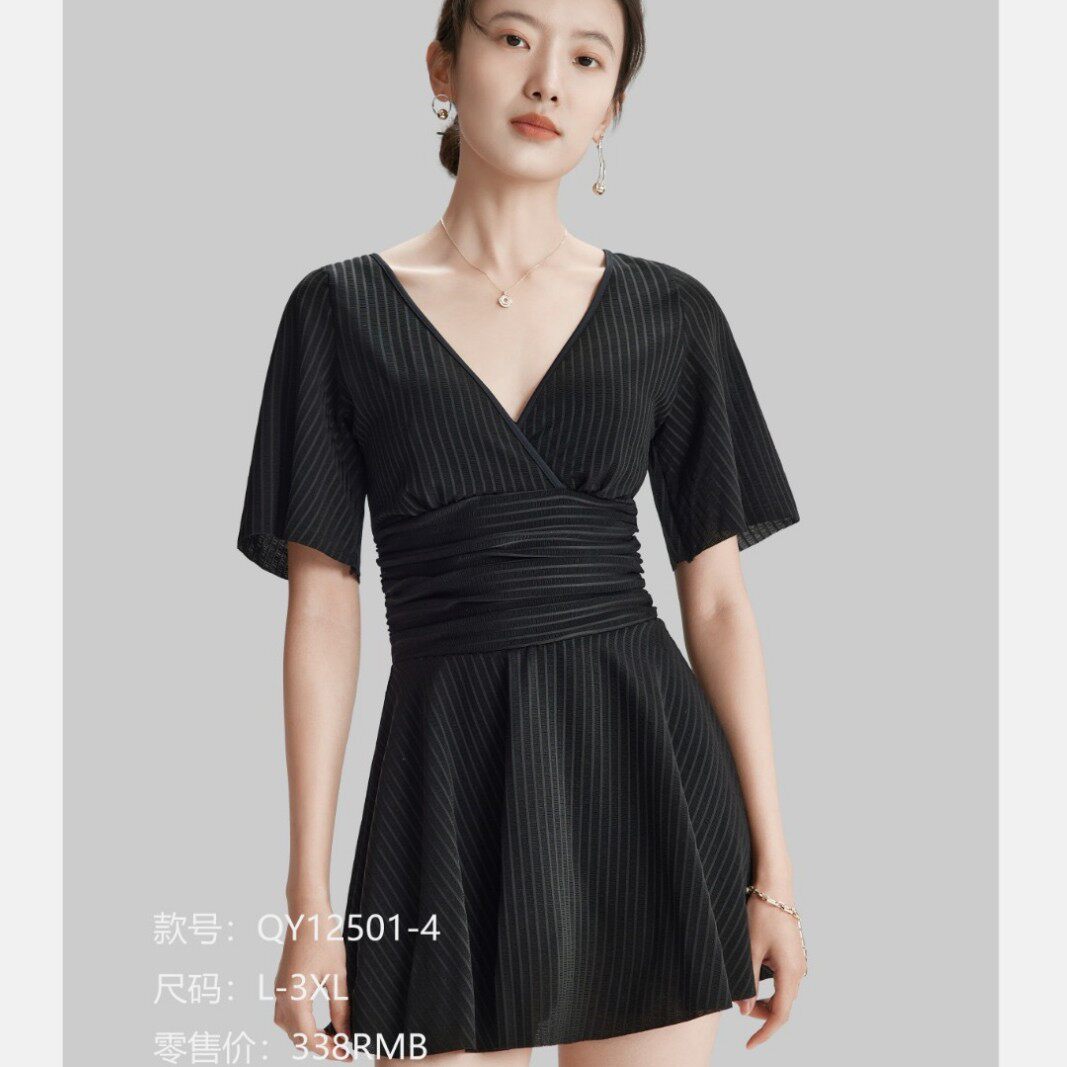 夏艳12501成人游泳衣女新款保守连体遮肚显瘦聚拢性感大码泳装