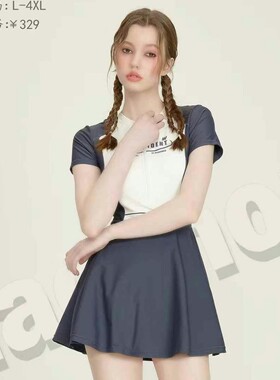 号手151025新款成人泳衣遮肚显瘦拼色连体裙式泳衣女连衣裙