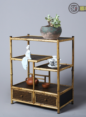 沁雨阁茶柜梅鹿竹茶具茶杯展示整理架文玩置物席面多宝阁手工茶棚