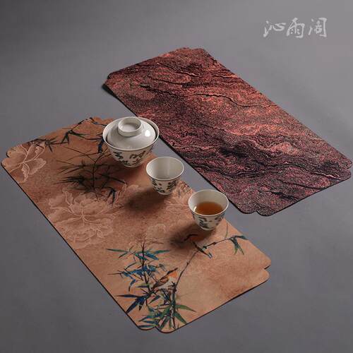 香云纱防水茶席双面干泡垫主人席