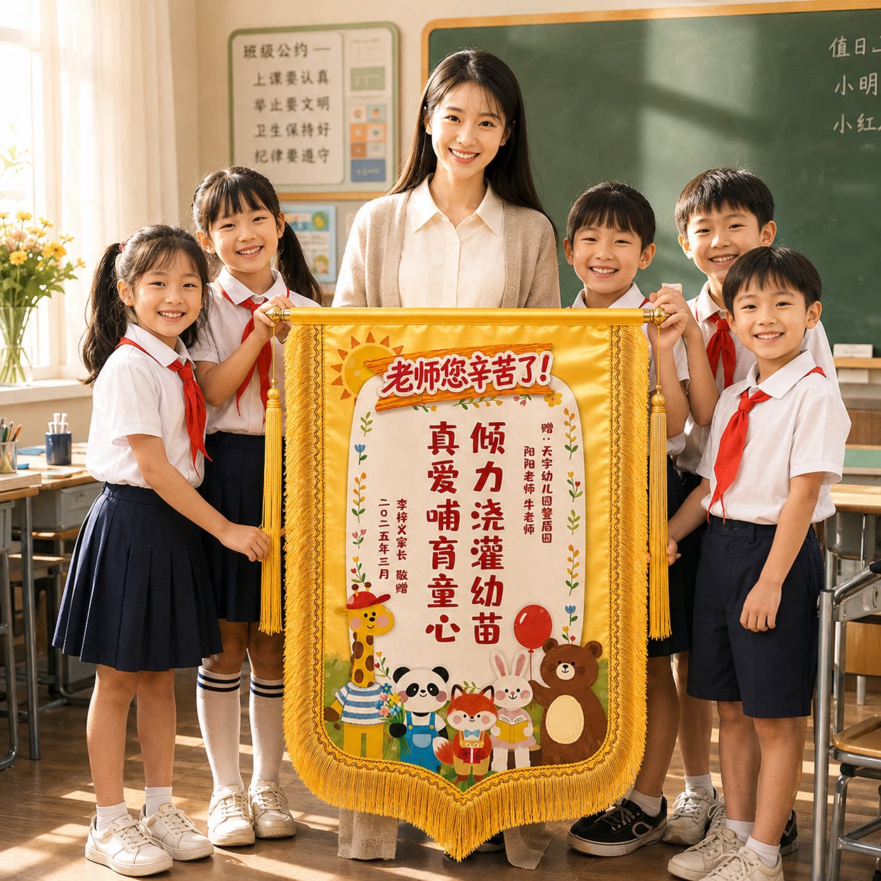 彩色锦旗定制定做送幼儿园老师