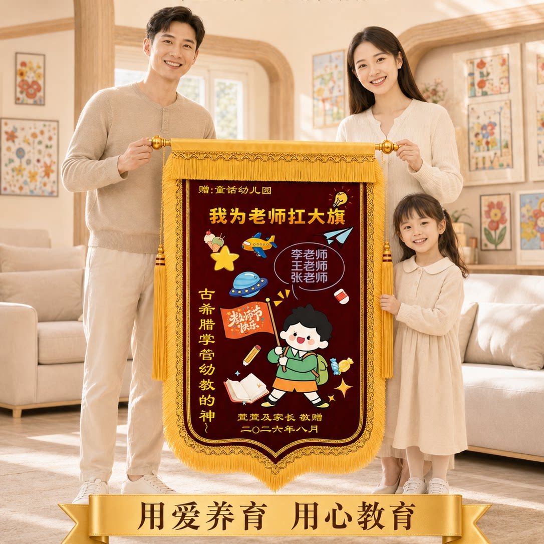 教师节锦旗定制定做感谢幼儿园老师小学初中送培训机构赠旌旗制作