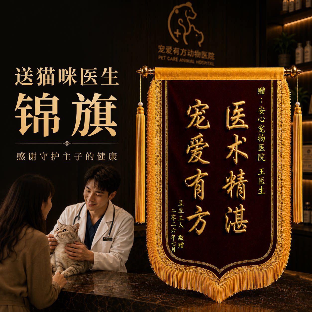 锦旗定制定做送老师赠美容院幼儿园高档旌旗订做制作感谢医生物业