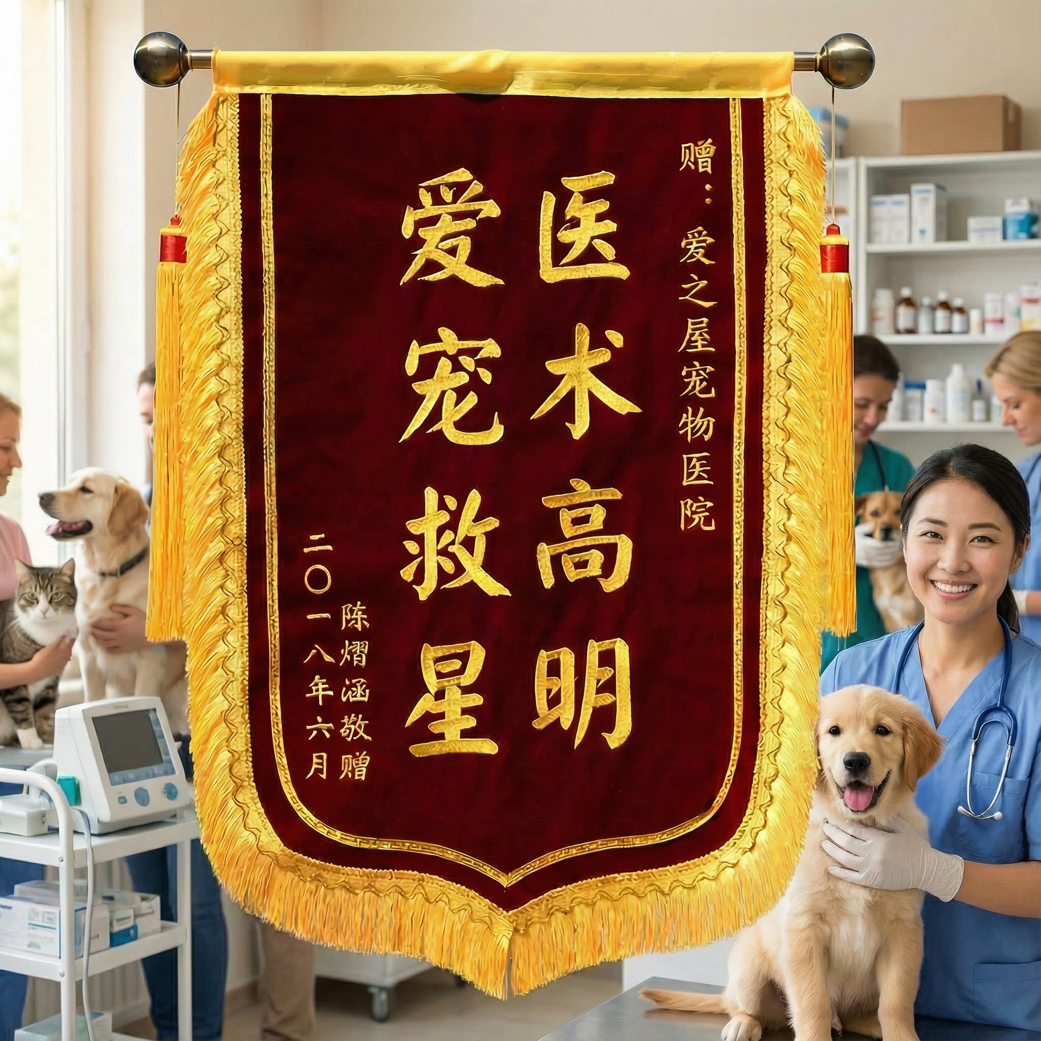 锦旗定制定做感谢医生护士宠物口腔妇产科骨科中医针灸推拿物业