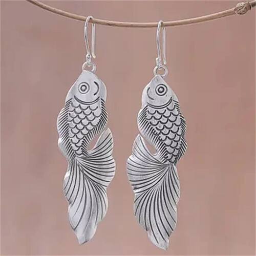 Exquisite Goldfish Animal Earrings for Women Silver Color Da