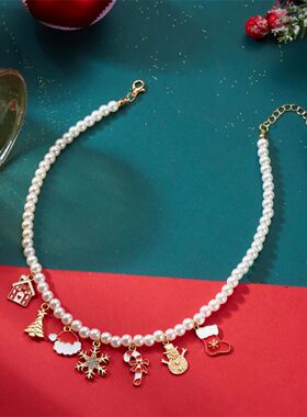 Christmas Necklace Snowman Gift Box e Candy Gingerbread Snow