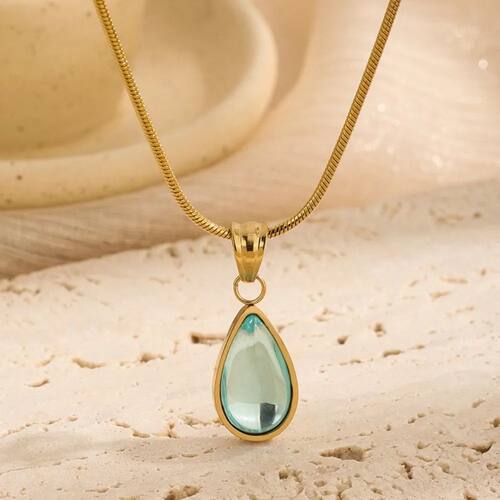 Fashion Niche Titanium Steel Water Drop Necklace Gold Plated