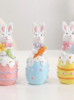 Happy Easter Decoration Colorful Easter Bunny With Egg Statu