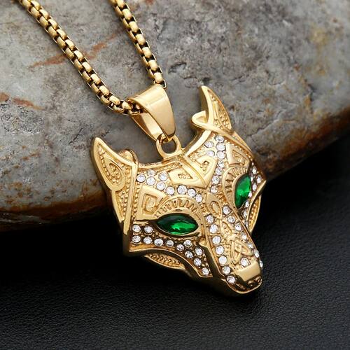 Nordic Vintage Viking Wolf Head Pendant Necklace Stainless S