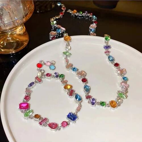 New Colorful Crystal Necklace For Women Bead Bracelet Chain