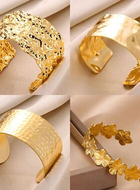 Classic Wrinkle Texture Openning Bangle Bracelet For Women E