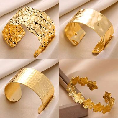 Classic Wrinkle Texture Openning Bangle Bracelet For Women E