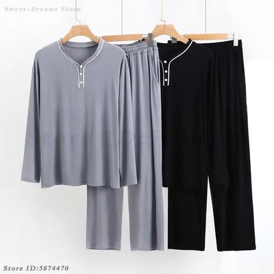 Modal Men's Pajamas Plus Size 3XL Pyjama Set Spring Summer R