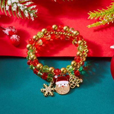 3 Pcs Christmas Colorful Crystal Beaded Bracelet Set Crystal
