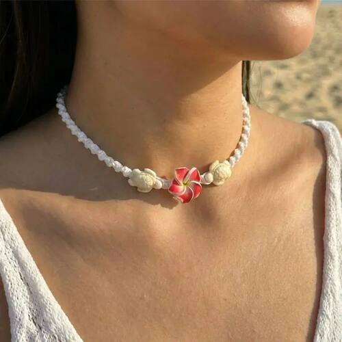 Boho Big Flower Choker Necklace For Women Fashion Red Yellow