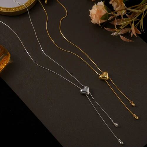 Alloy Heart Chain Necklace Waterproof Handmade Heart Pendant