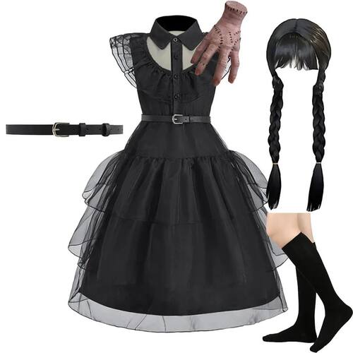Girl Costume Kids Cosplay Black Witch Princess Dress Childre