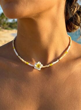 Bohemian Beach Beaded Choker Necklace for Women Hawaiian Pin