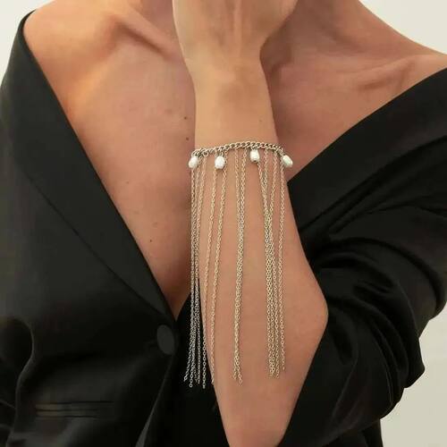 Creative Pearls Long Tassel Simple Handmade Chain Bracelet f