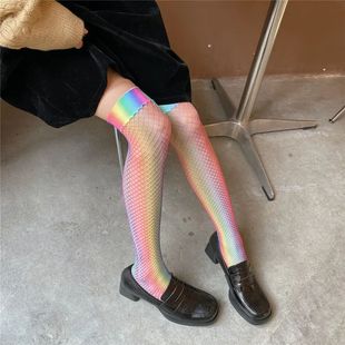 Fishnet Rainbow Color Women Ladies Long Stockings Uniqu Sexy
