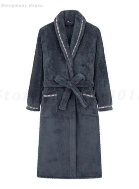 Winter Thicken Warm Men's Nightwear Loose Casual Couple Flan