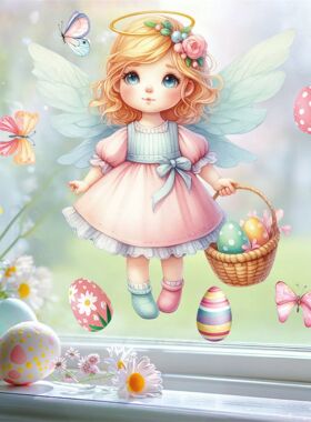 Easter Bunny and Chick Window Clings Adorable Easter Basket