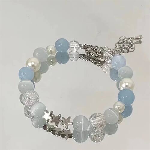 Cute Design Star Chain Tassel Bracelet for Women Fantasy Blu
